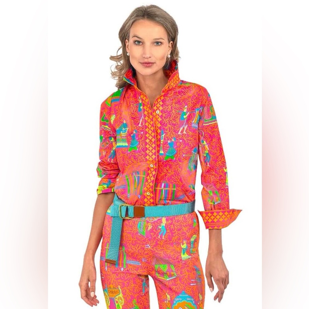 Gretchen Scott Boyfriend Shirt - Palanquin Party - Pink